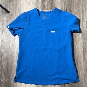 Figs Royal Blue V-Neck Scrub Top